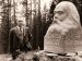 Einar with the bust of Sri Ananda outside at Shantibu.